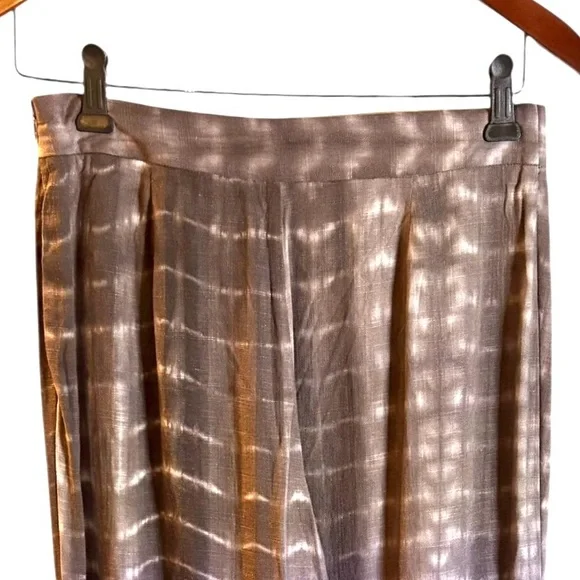 ZARA Tie dye Wide Leg Wrap Front Brown Linen Pants in Sz XS - Picture 7 of 9